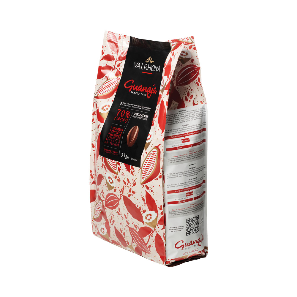 Bag of Valrhona guanaja 70% dark chocolate feves