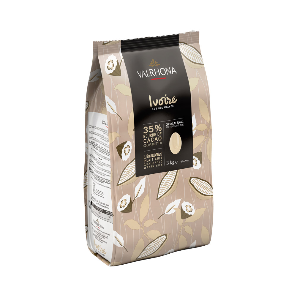 Bag of Valrhona ivoire 35% white chocolate feves