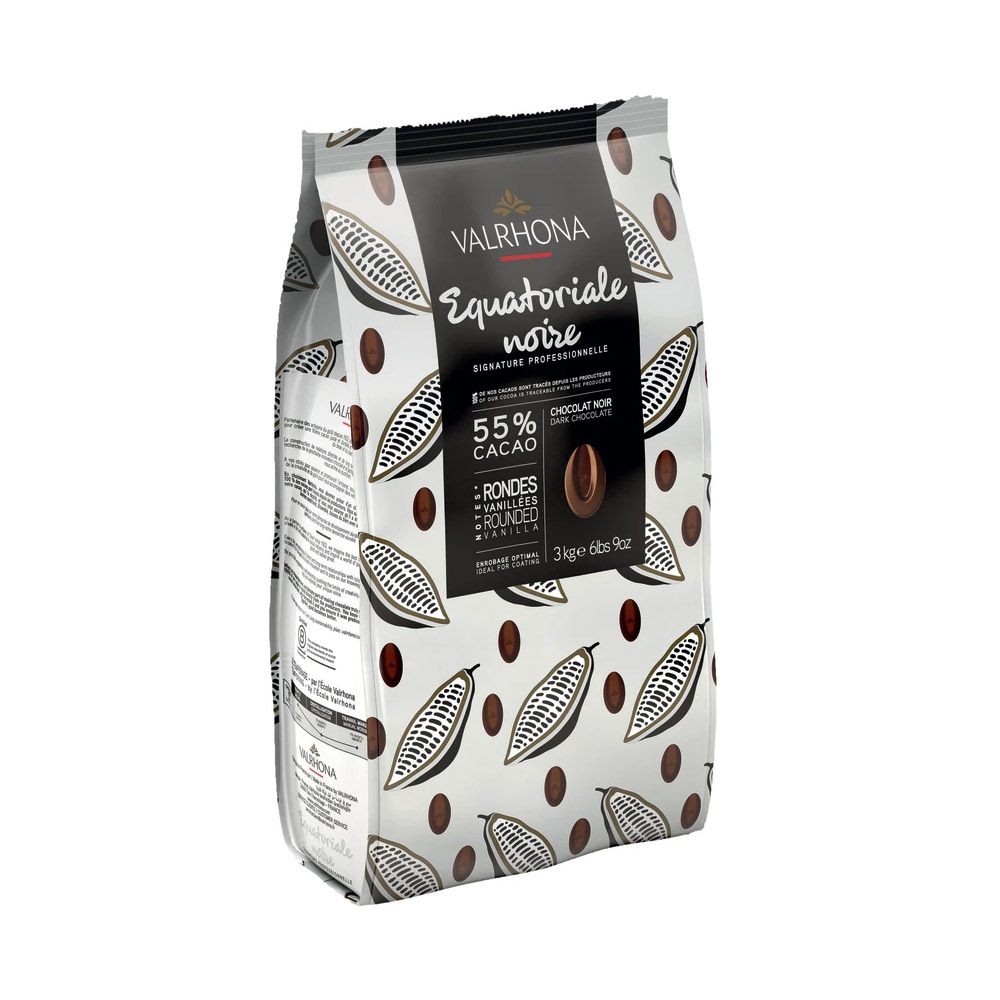 Bag of Valrhona equatoriale noire 55% dark chocolate feves