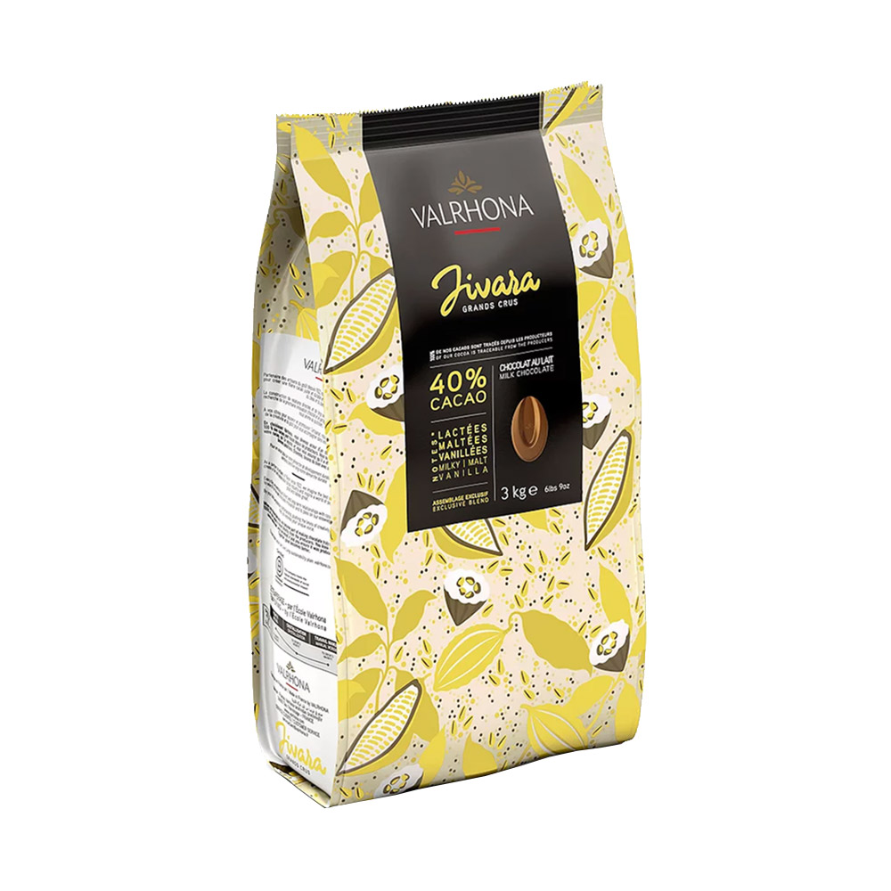 Bag of Valrhona jivara 40% milk chocolate feves