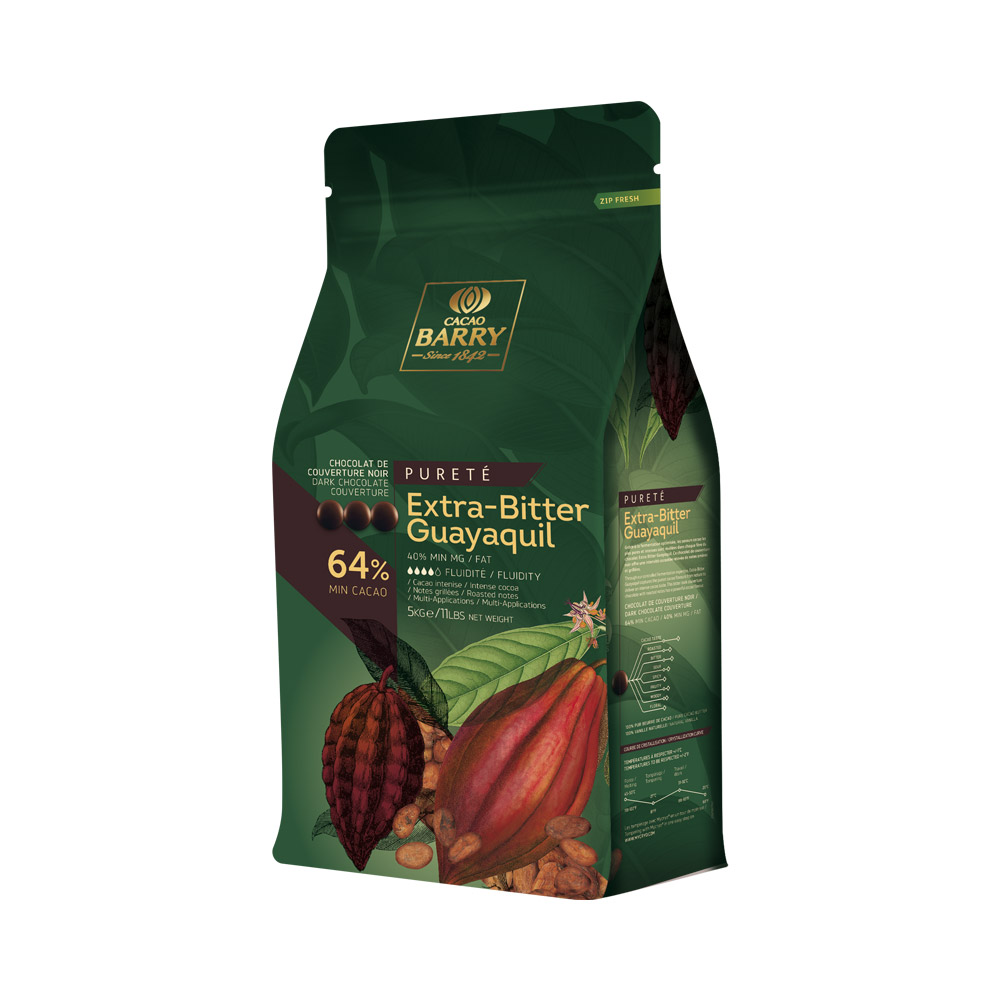 Bag of Cacao Barry 64% extra-bitter guayaquil dark chocolate pistoles