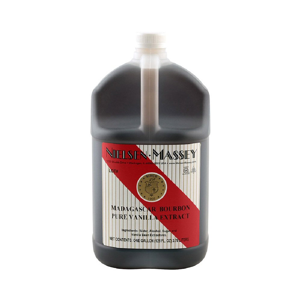 Gallon bottle of Nielsen Massey Madagascar bourbon pure vanilla extract
