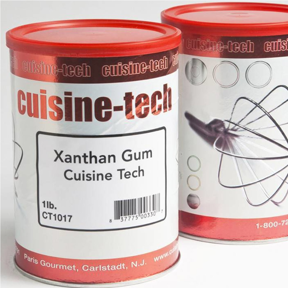 Two canisters of Cuisine Tech xanthan gum