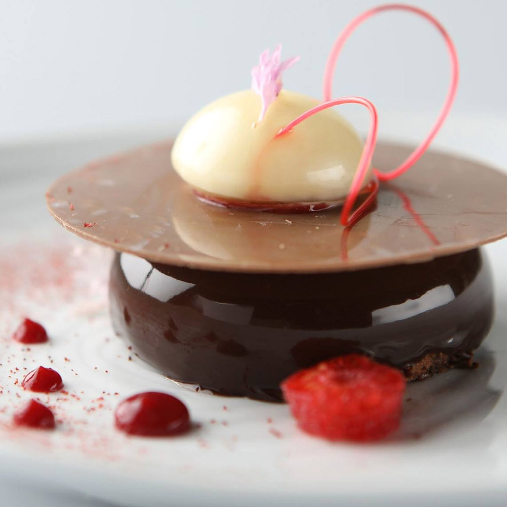 A fancy chocolate dessert