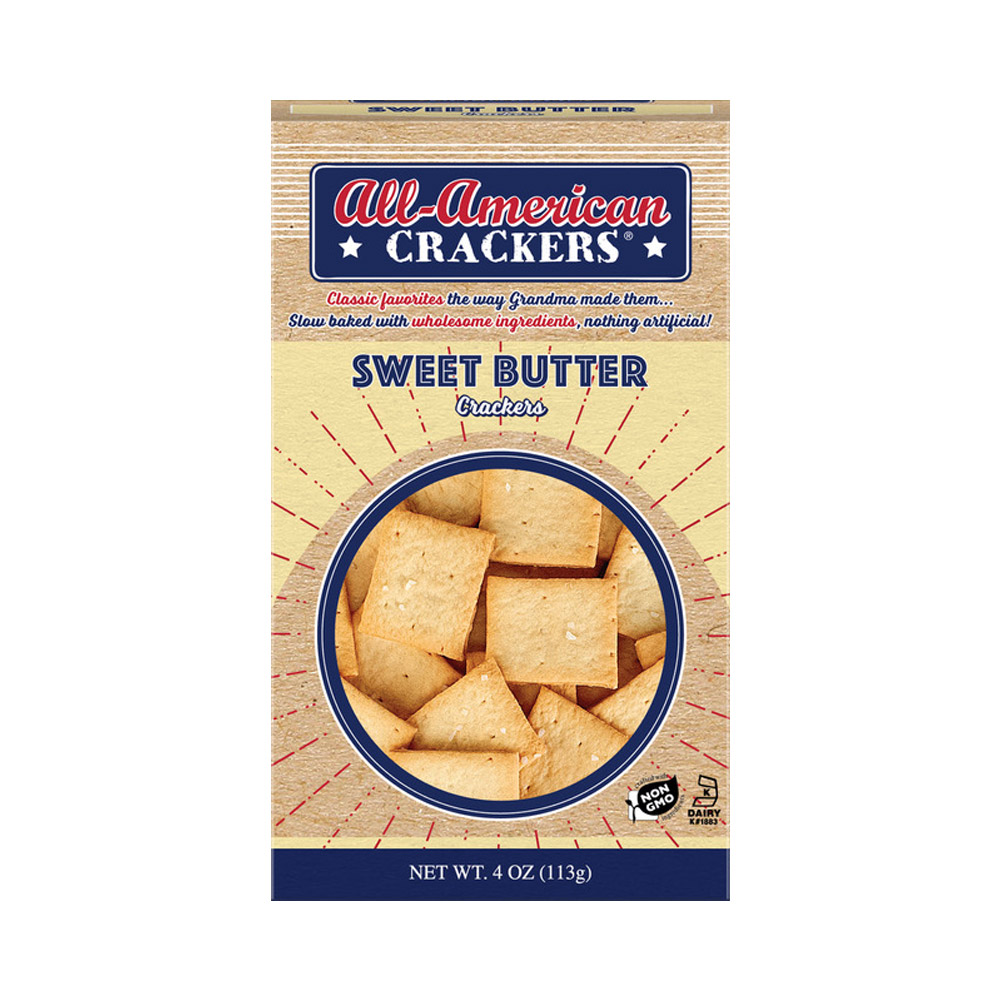 A box of All-American sweet butter snack crackers