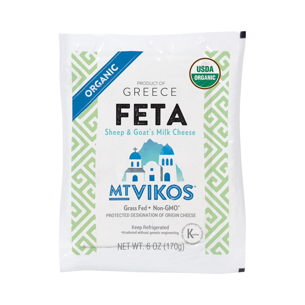 Package of Mt Vikos Organic Traditional Feta cheese