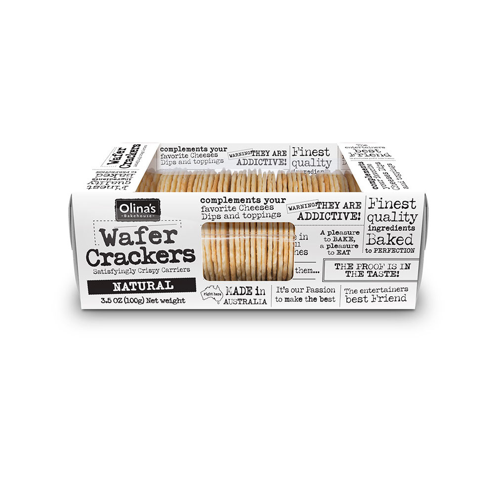 Olina's bakehouse natural wafer crackers in box
