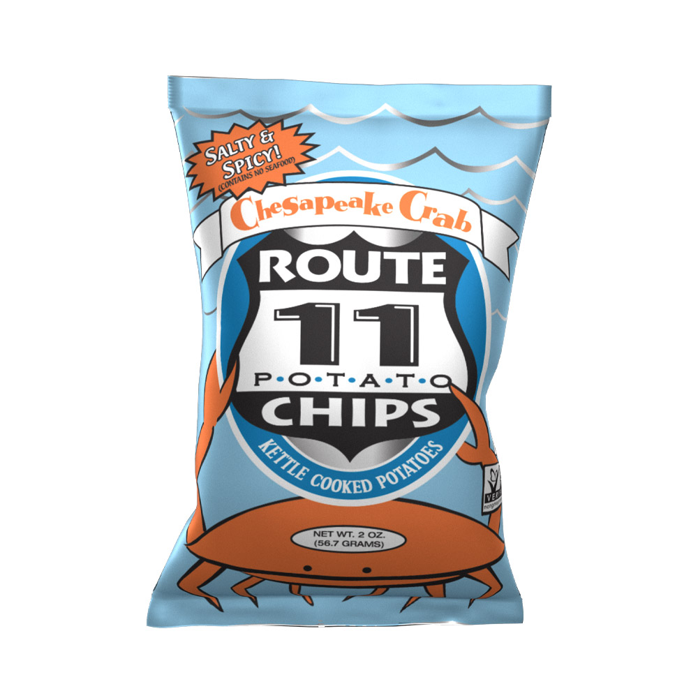 Bag of Route 11 Chesapeake crab potato chips