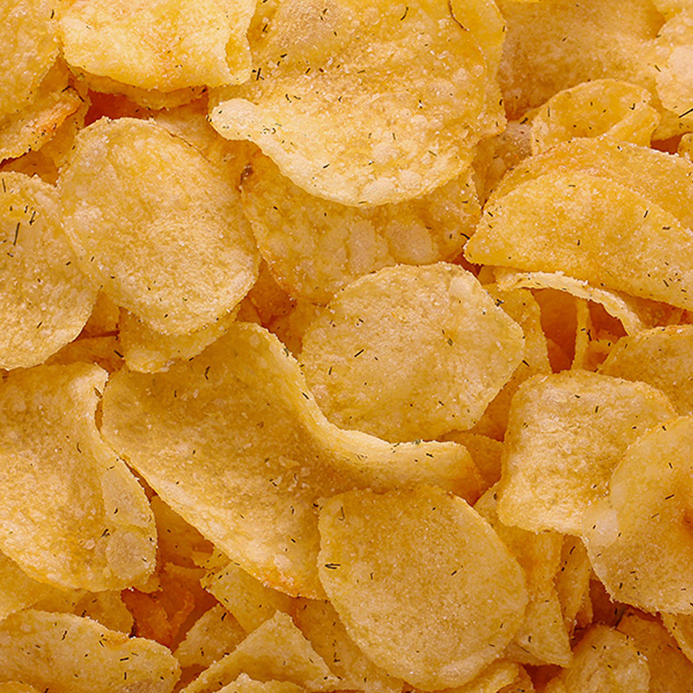 Up close of Route 11 dill pickle potato chips