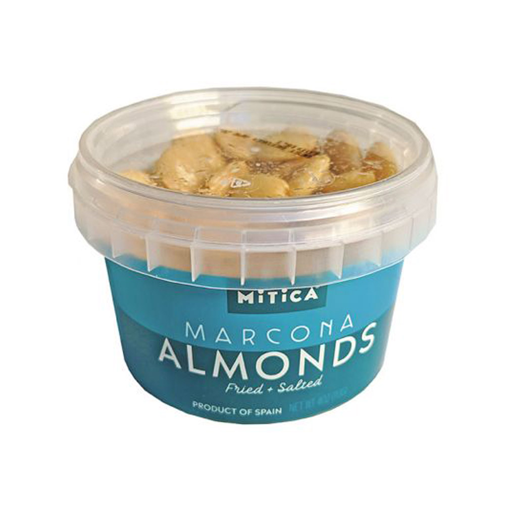 Mitica marcona almonds in a tub