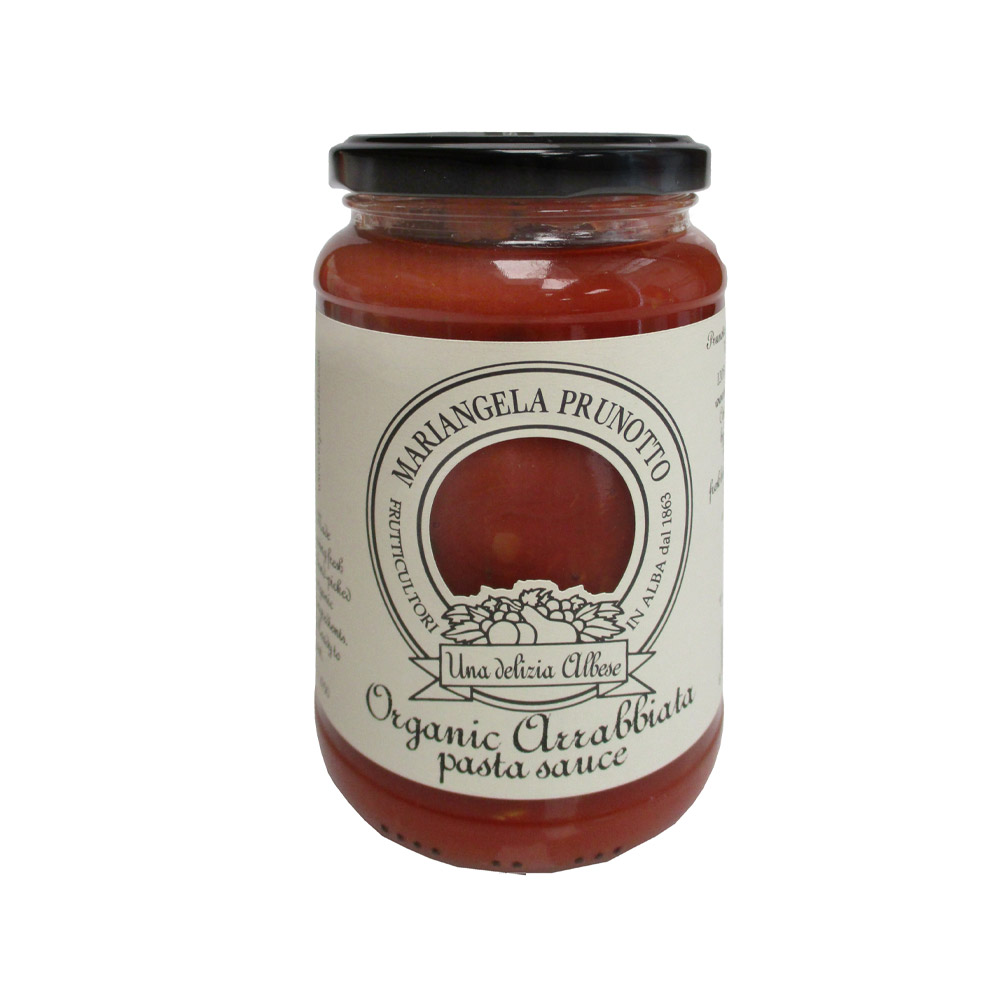 Jar of Prunotto organic arrabbiata sauce