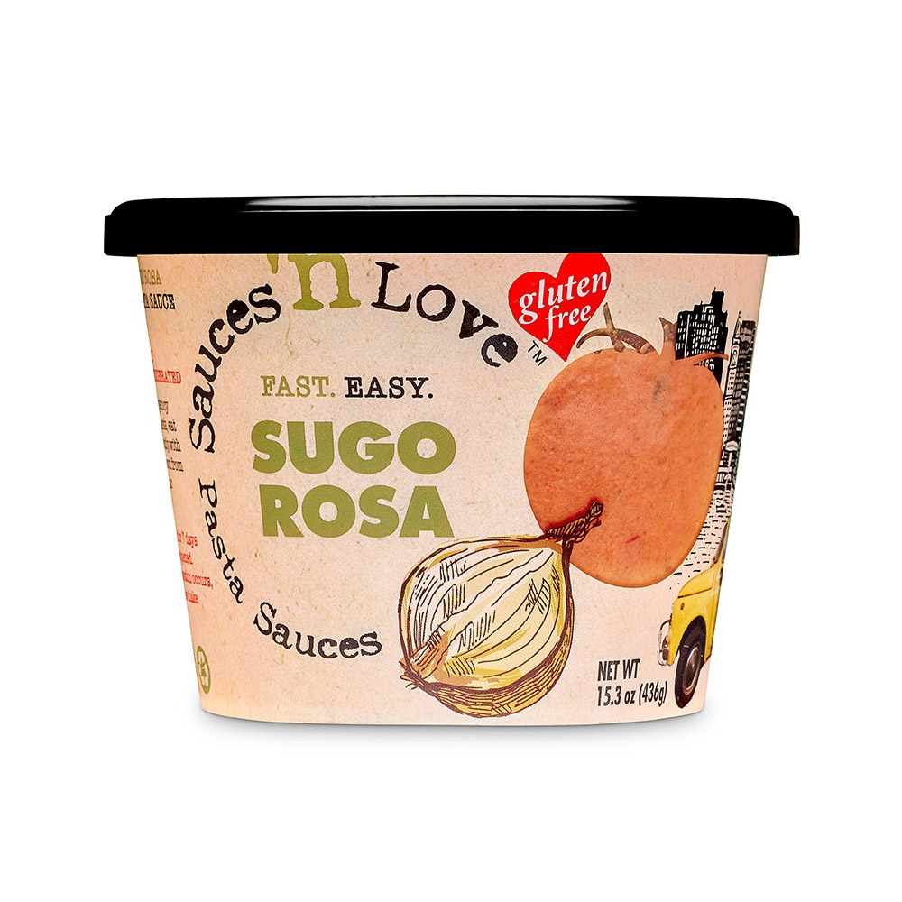 Plastic container of Sauces 'n love sugo rosa sauce