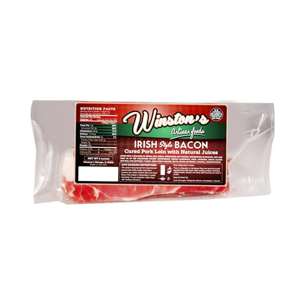 A package of Winston's Irish style sliced bacon