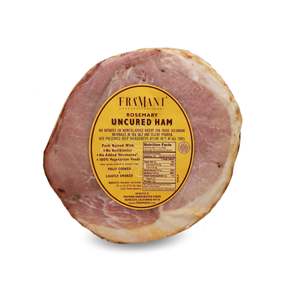 fra'mani uncured rosemary ham in plastic packaging