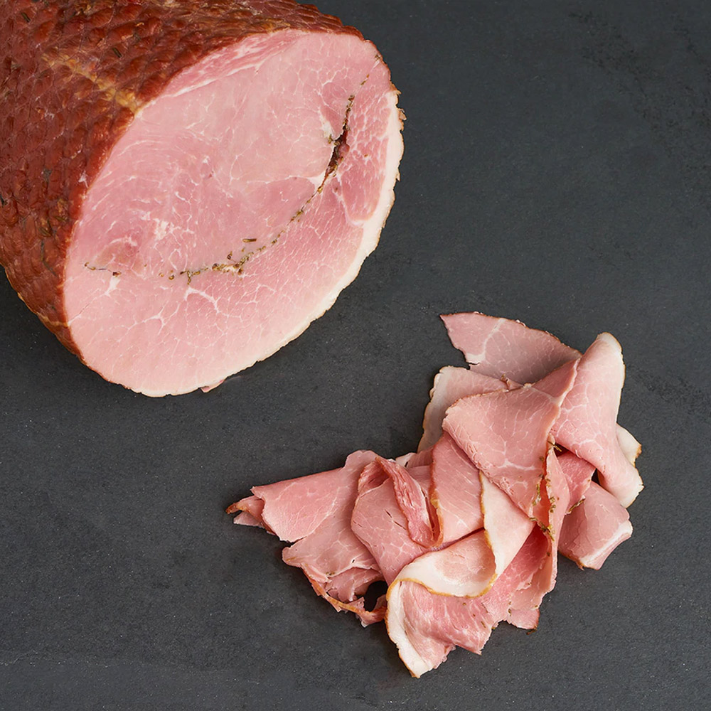 Close up of fra'mani uncured rosemary ham sliced