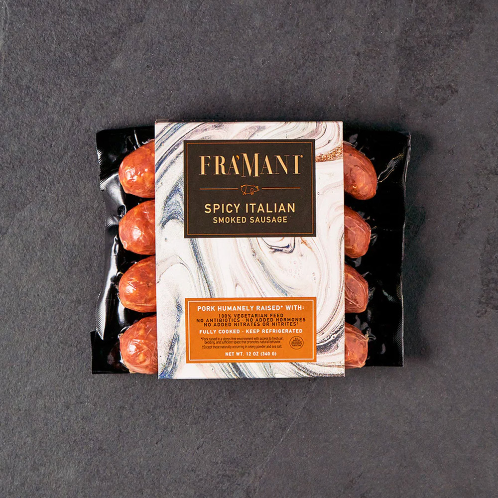 A package of Fra'Mani Spicy Italian Sausage