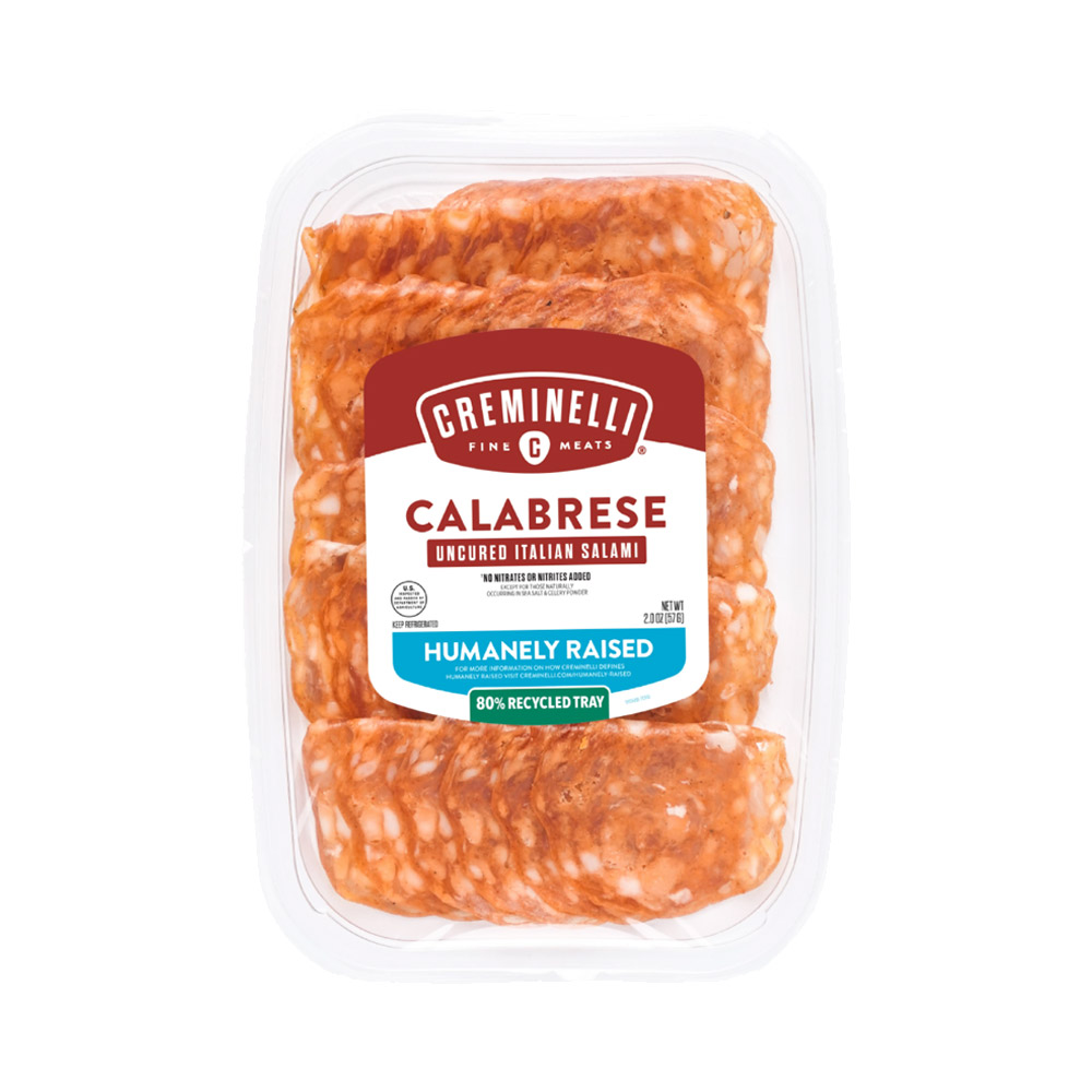 creminelli sliced calabrese salami in plastic packaging