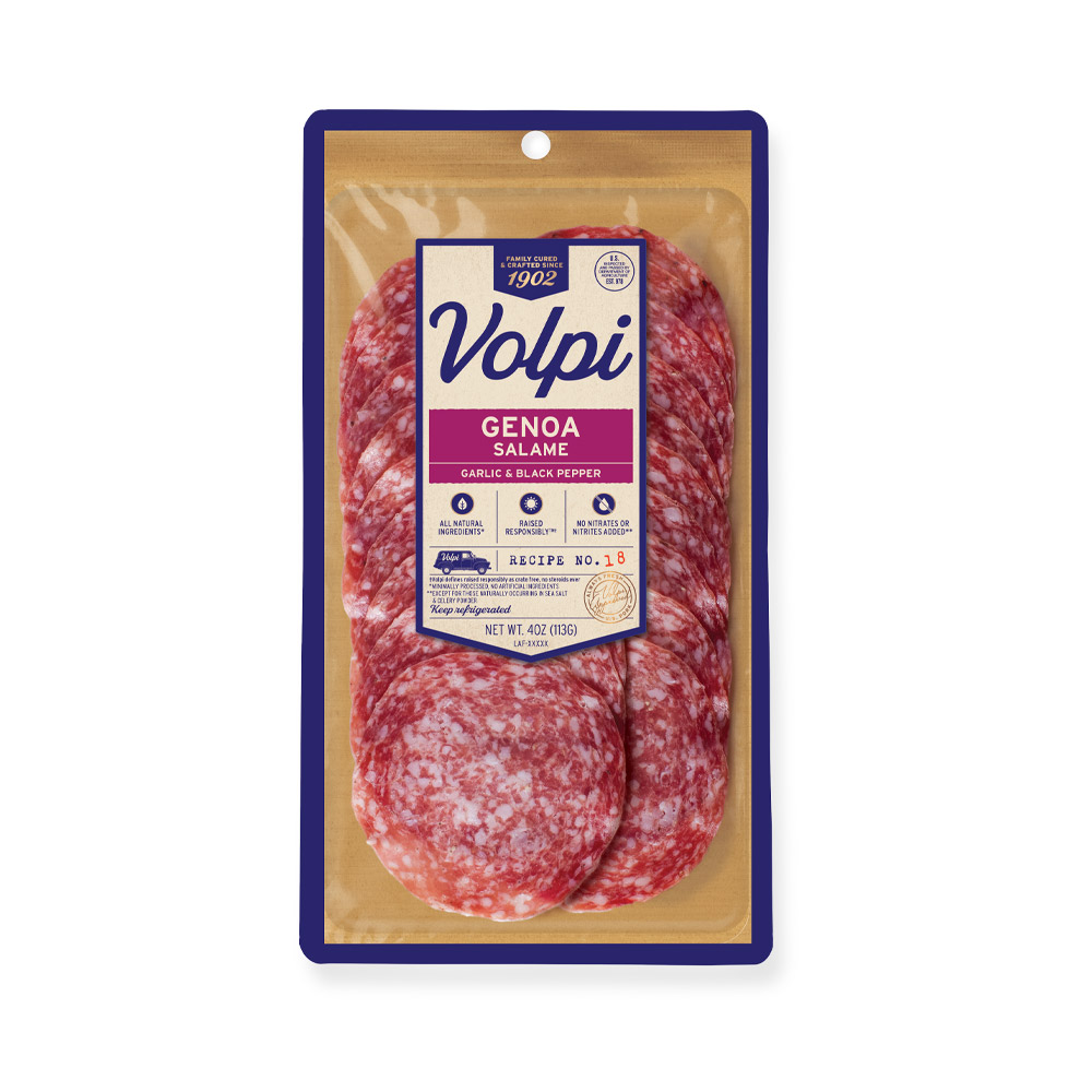 volpi sliced genoa salame in plastic packaging