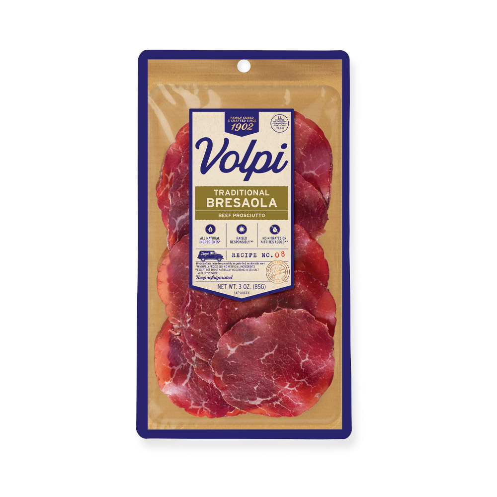 volpi sliced bresaola in plastic packaging