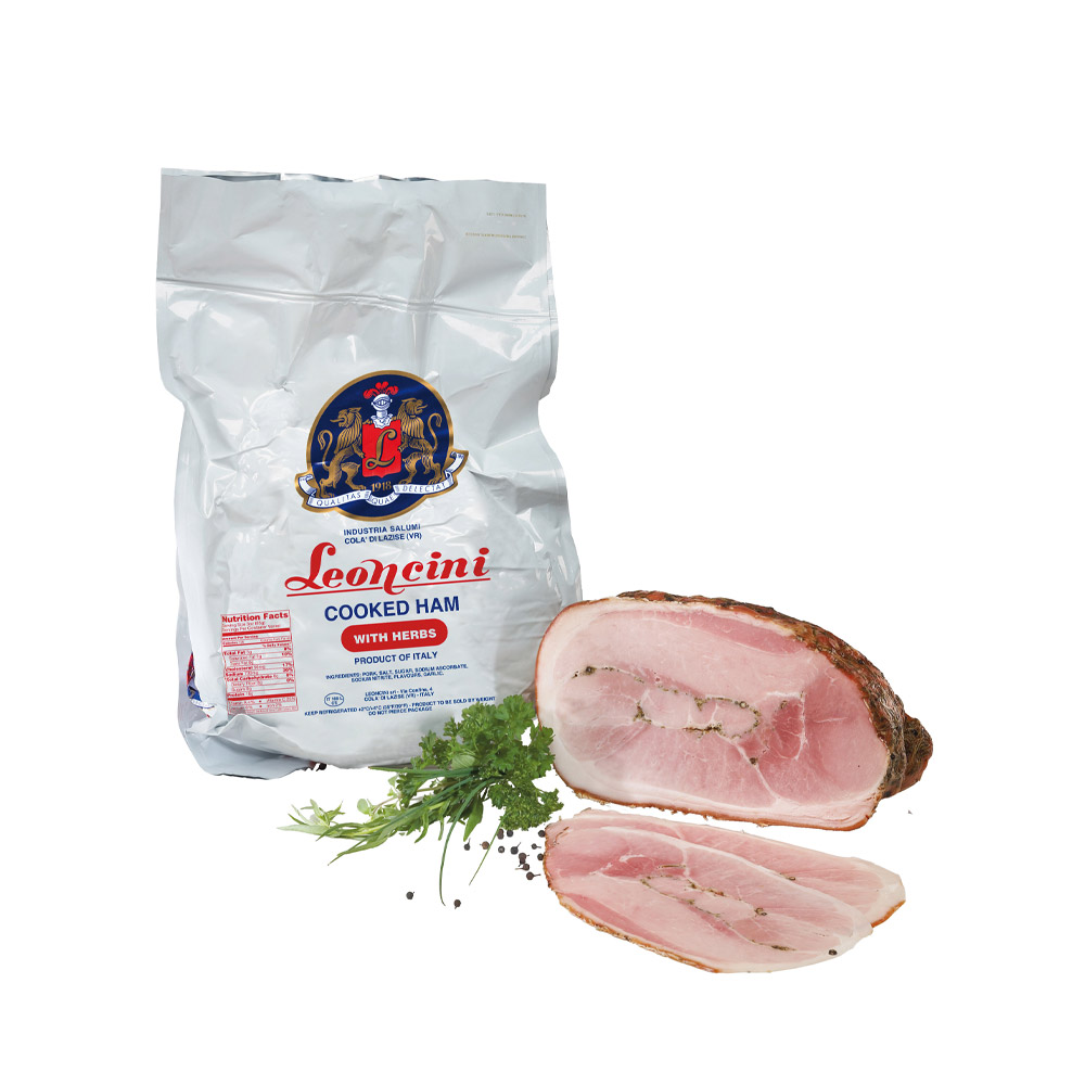 leoncini oven roasted ham with herbs in plastic packaging