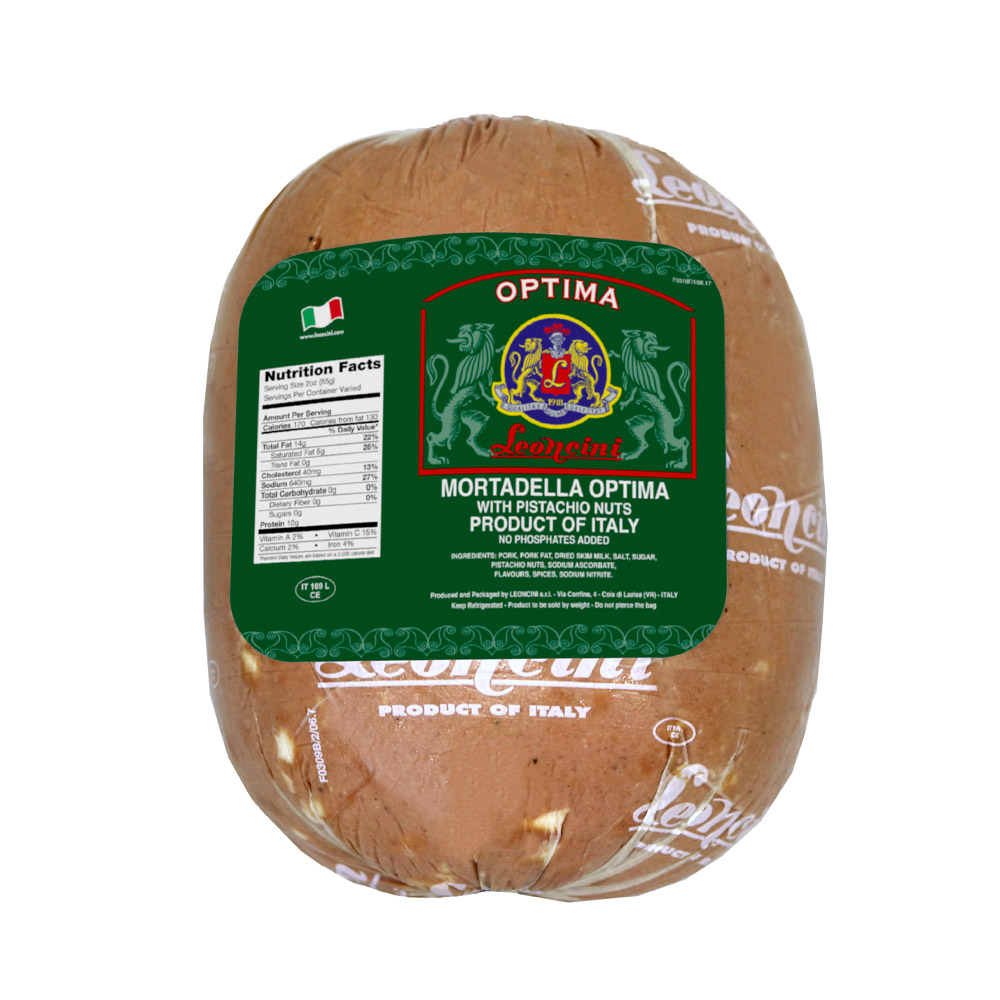 leoncini mortadella with pistachios in plastic packaging