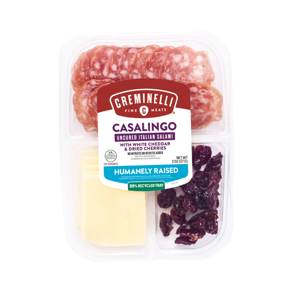 creminelli sliced casalingo salami with cheddar cheese & dried cherries in plastic tub