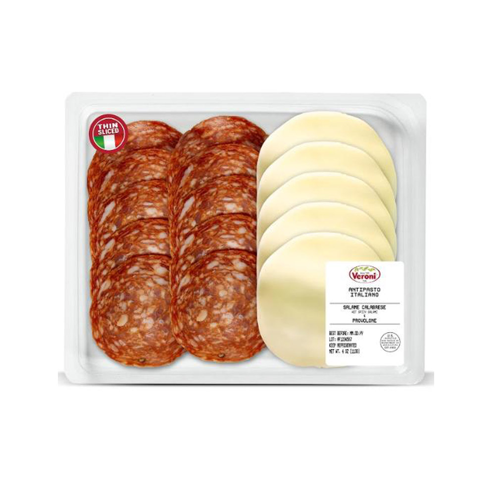 veroni sliced calabrese salame & provolone in plastic packaging