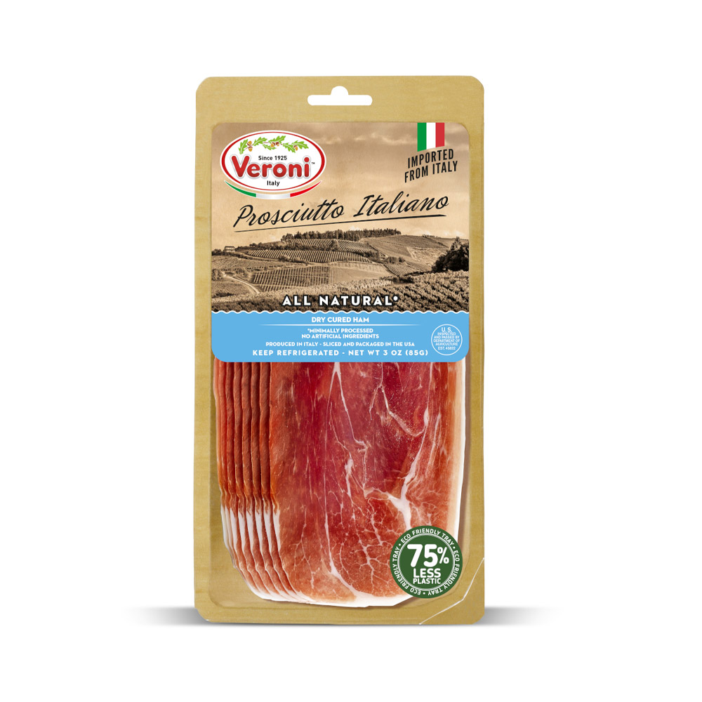 veroni sliced prosciutto italiano in plastic packaging