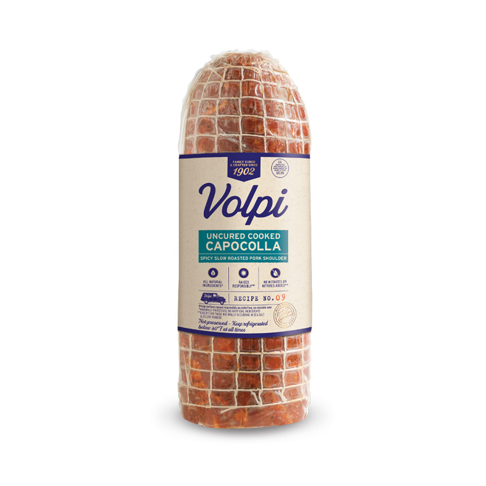 volpi uncured capocolla in plastic packaging