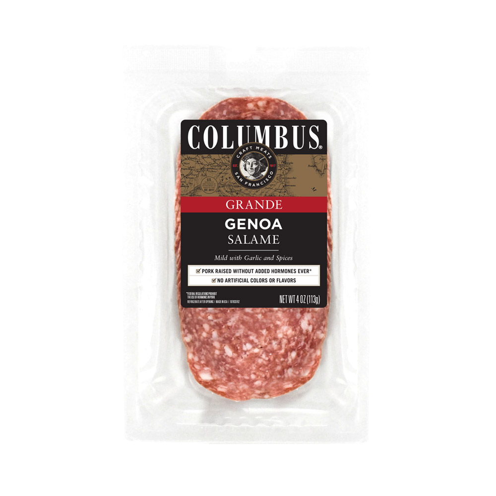 columbus sliced genoa salame in plastic packaging