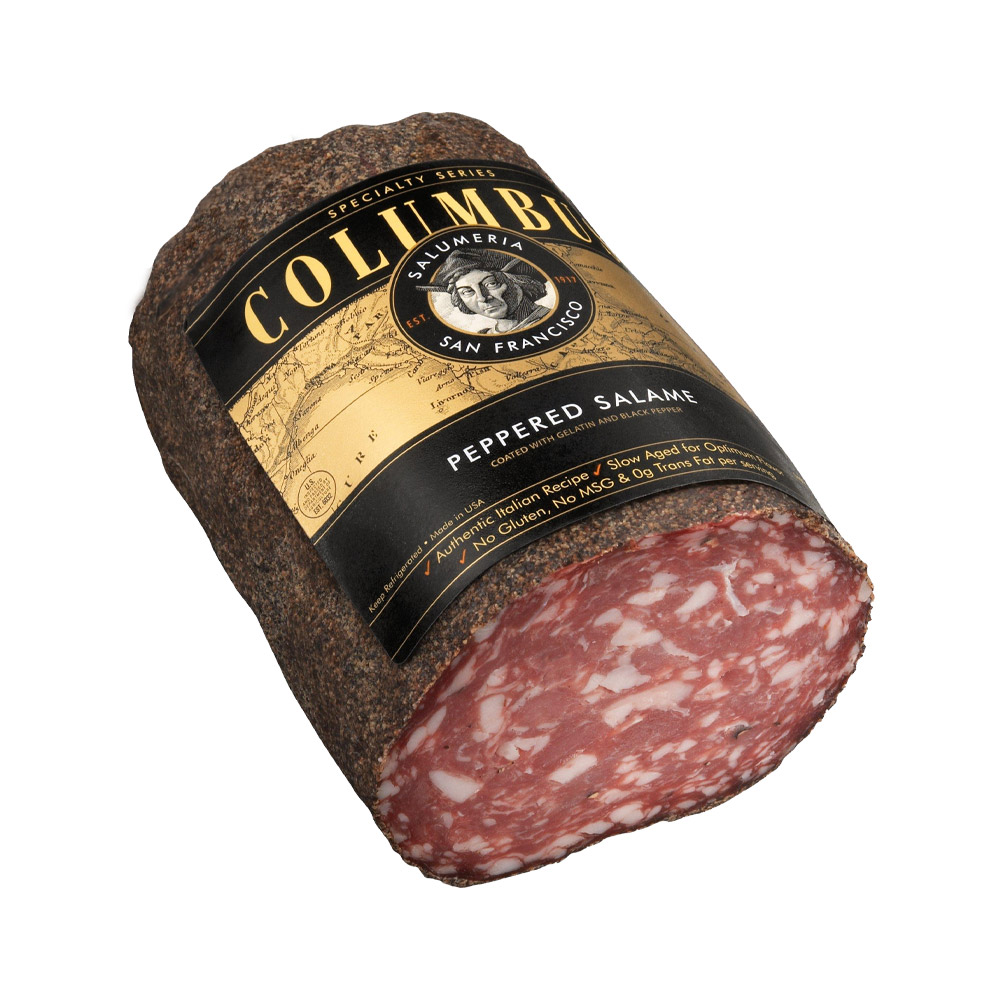 columbus peppered salame in plastic packaging