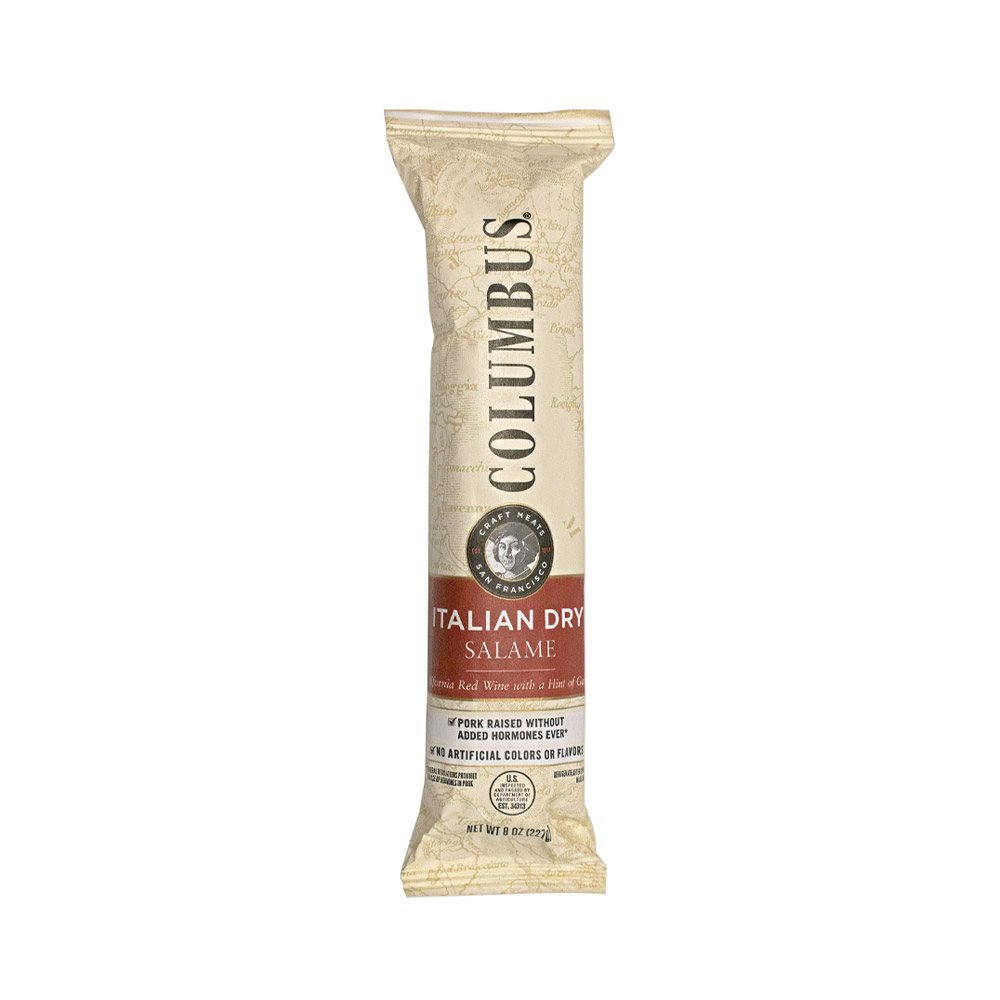columbus italian dry salame chubs in plastic packaging