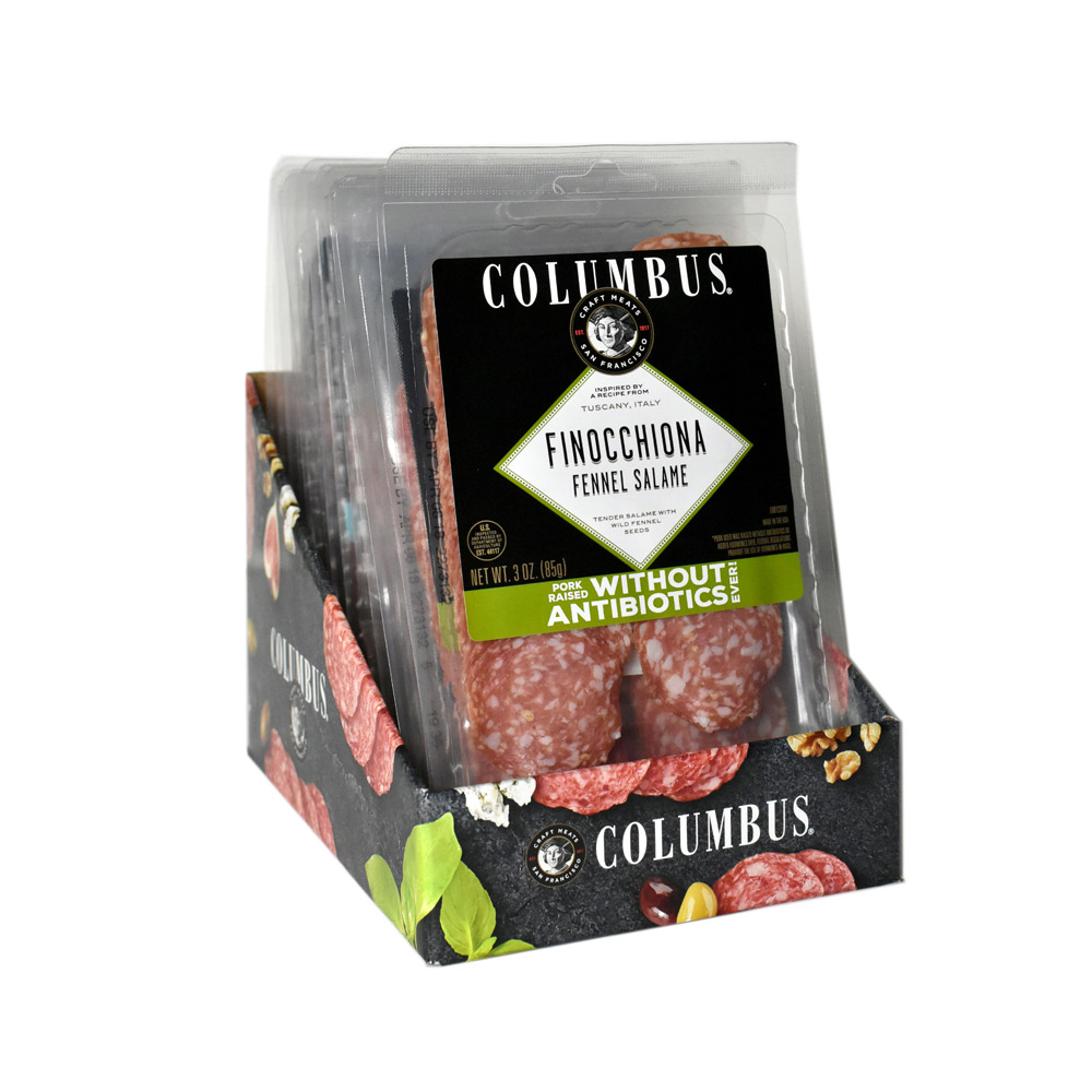 columbus sliced finocchiona salame packages in case