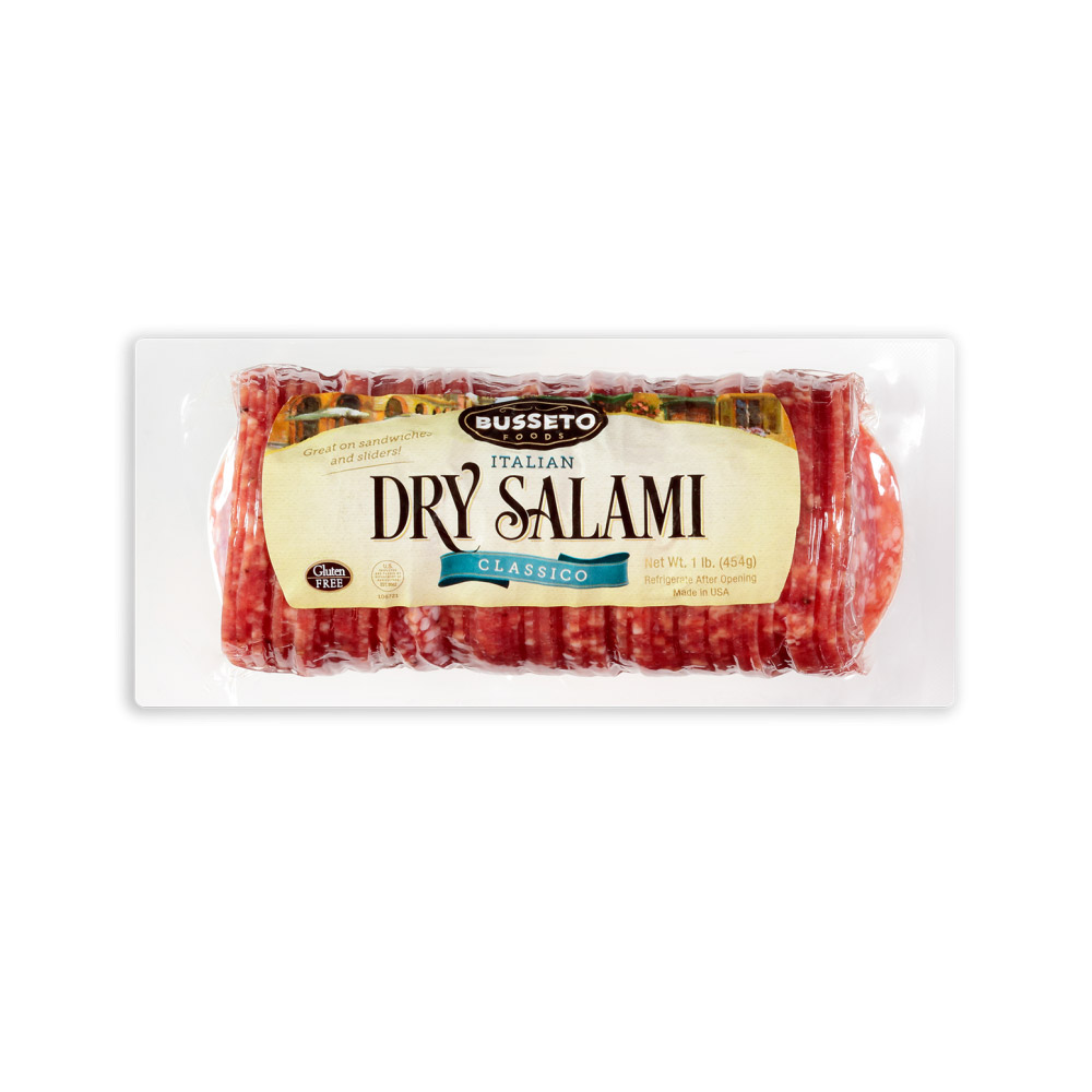 busseto sliced italian dry salami in plastic tray