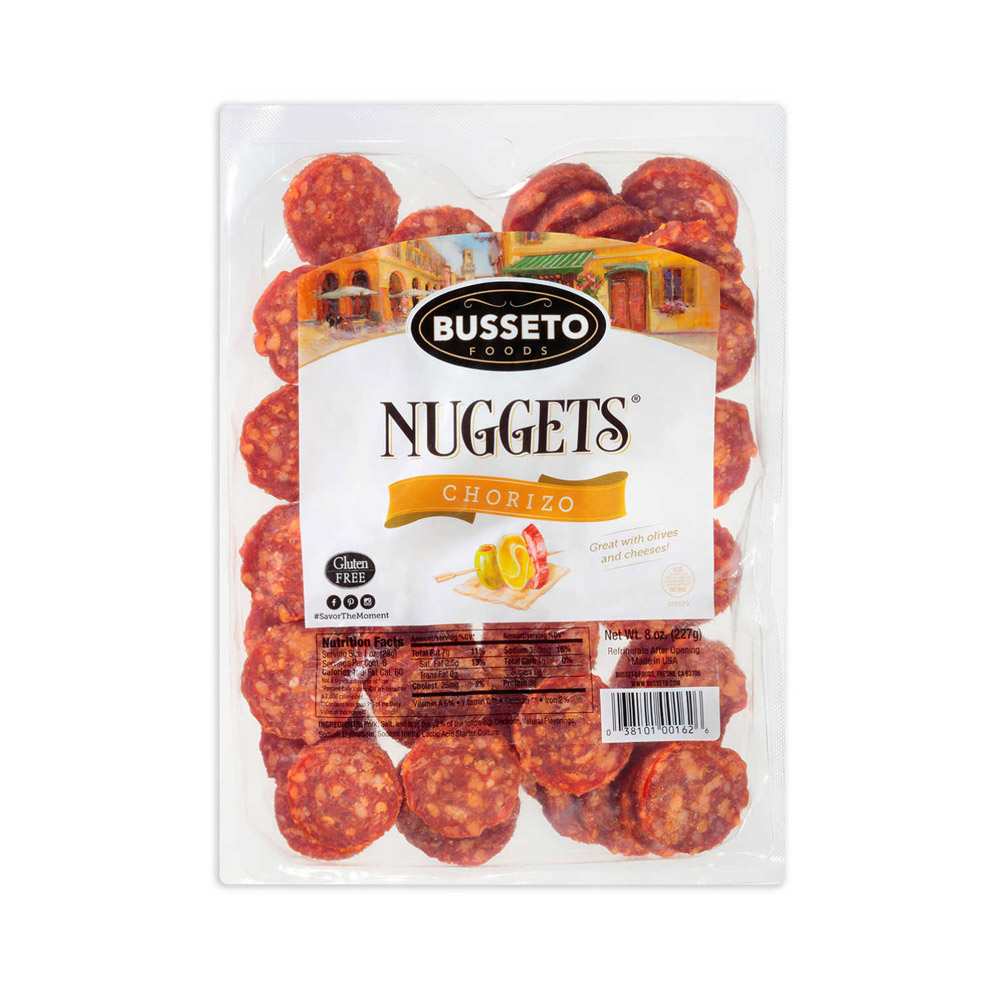 busseto chorizo nuggets in plastic tray