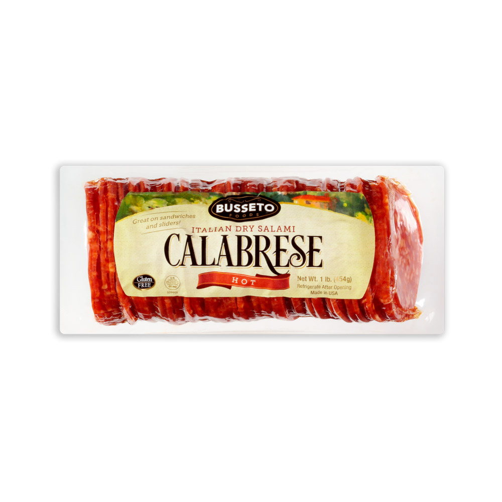 busseto sliced hot calabrese salami in plastic tray