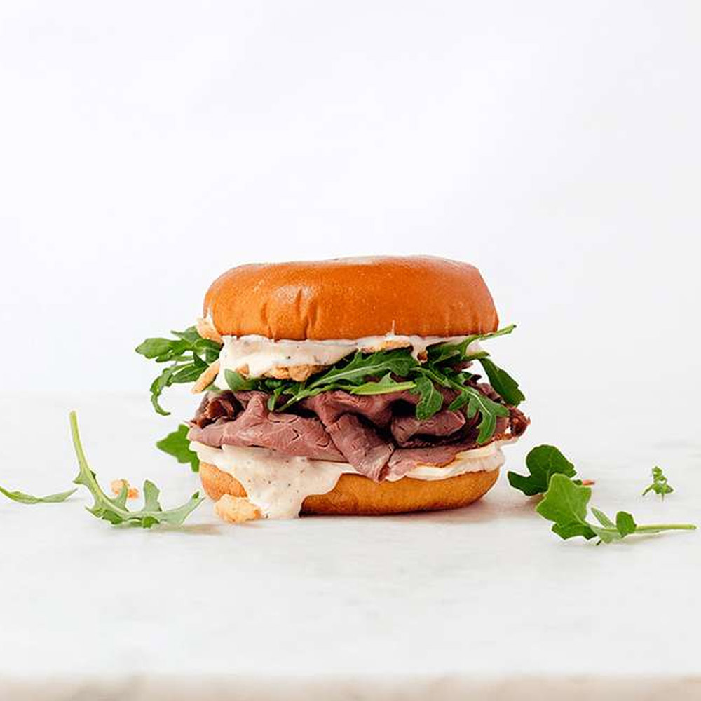 A sandwich made with Applegate roast beef