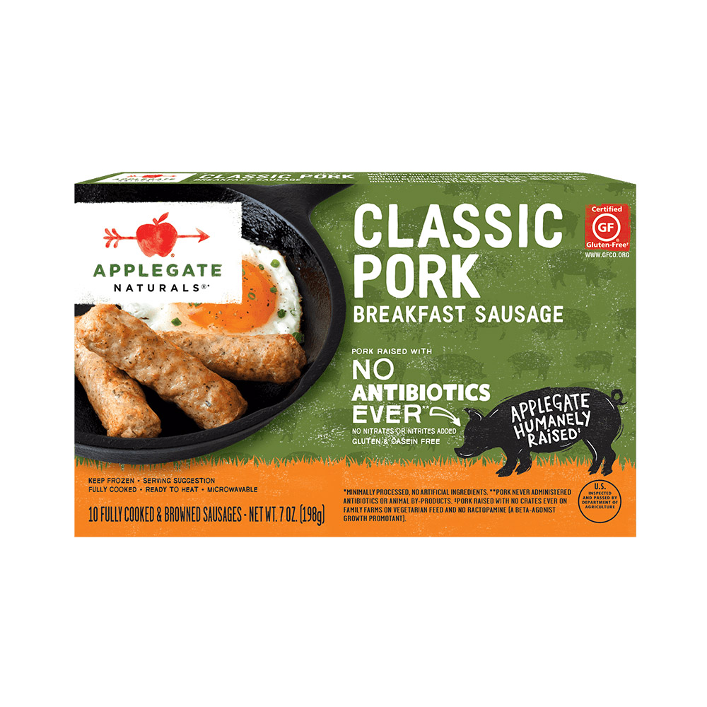 applegate naturals classic pork breakfast sausage links in box packaging