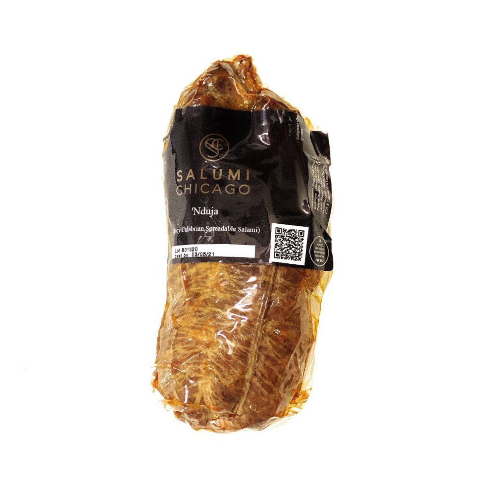 salumi chicago 'nduja spreadable salami in plastic packaging