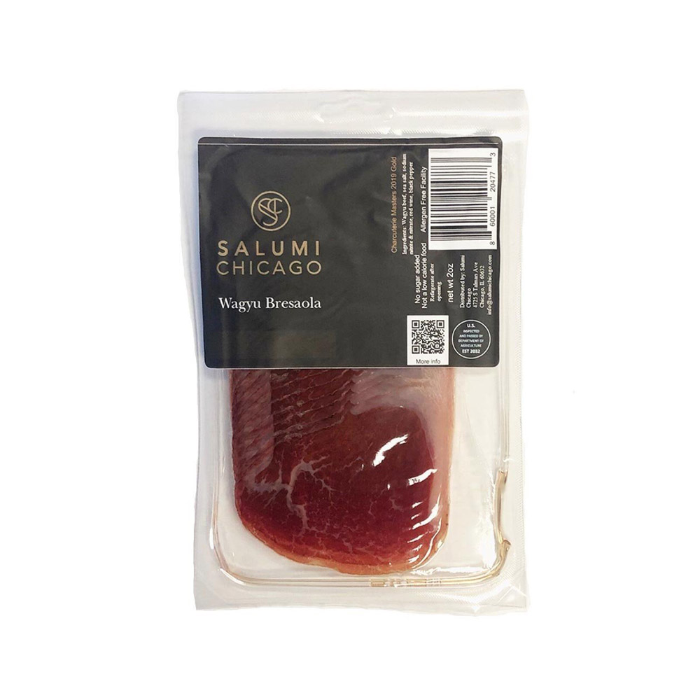 salumi chicago sliced wagyu beef bresaola in plastic packaging