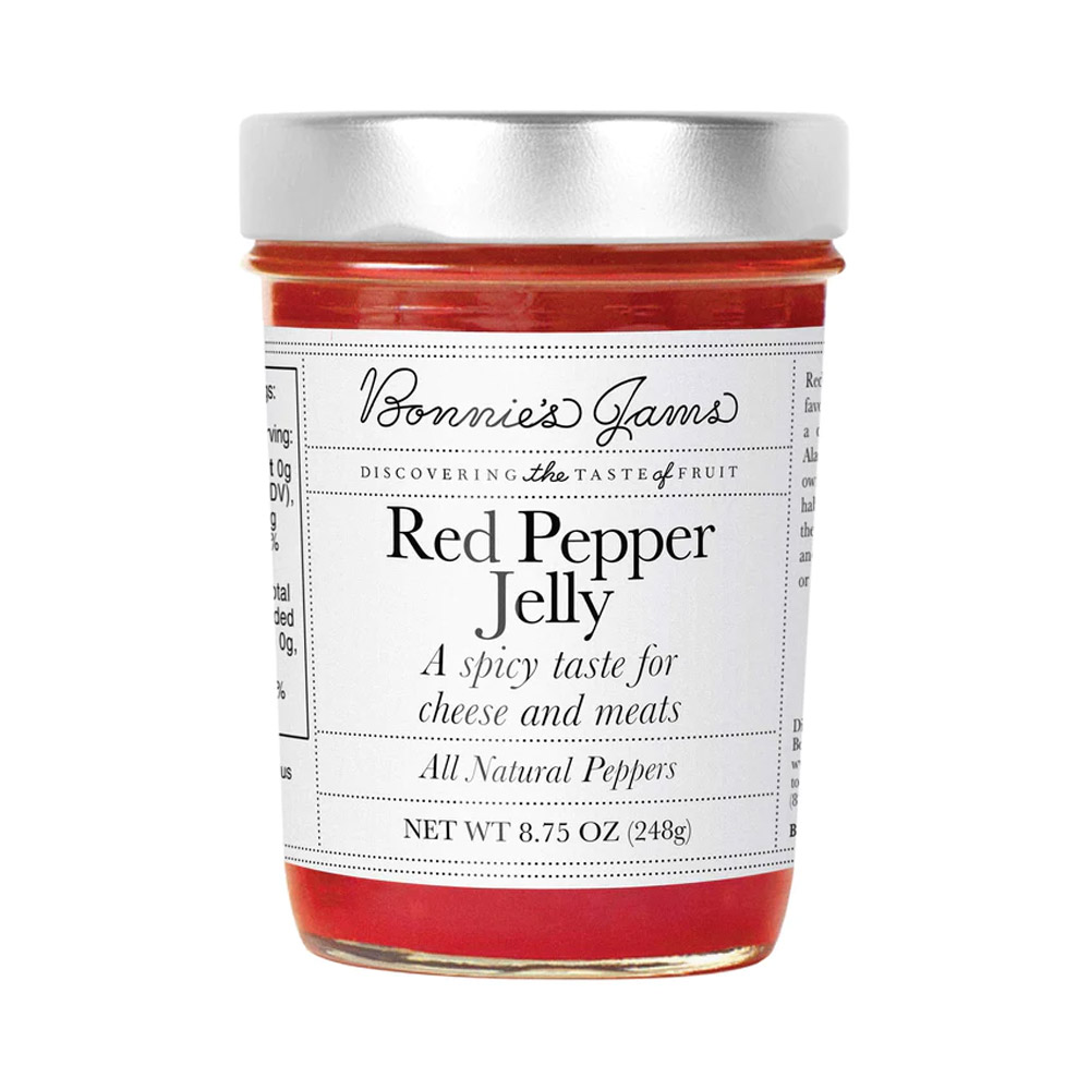 A jar of Bonnie's Jams Red Pepper Jelly