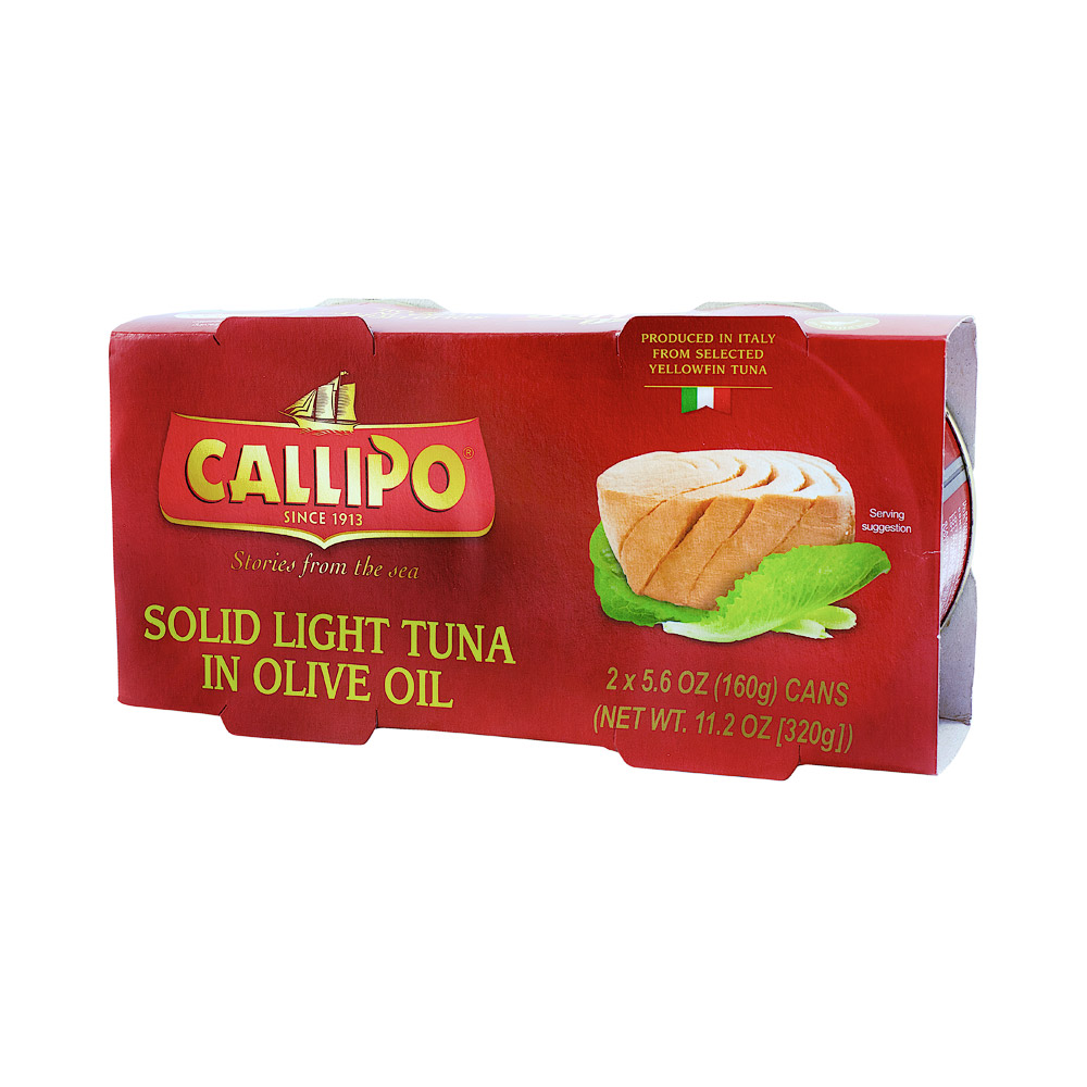 A two pack of cans of Callipo tuna in olive oil