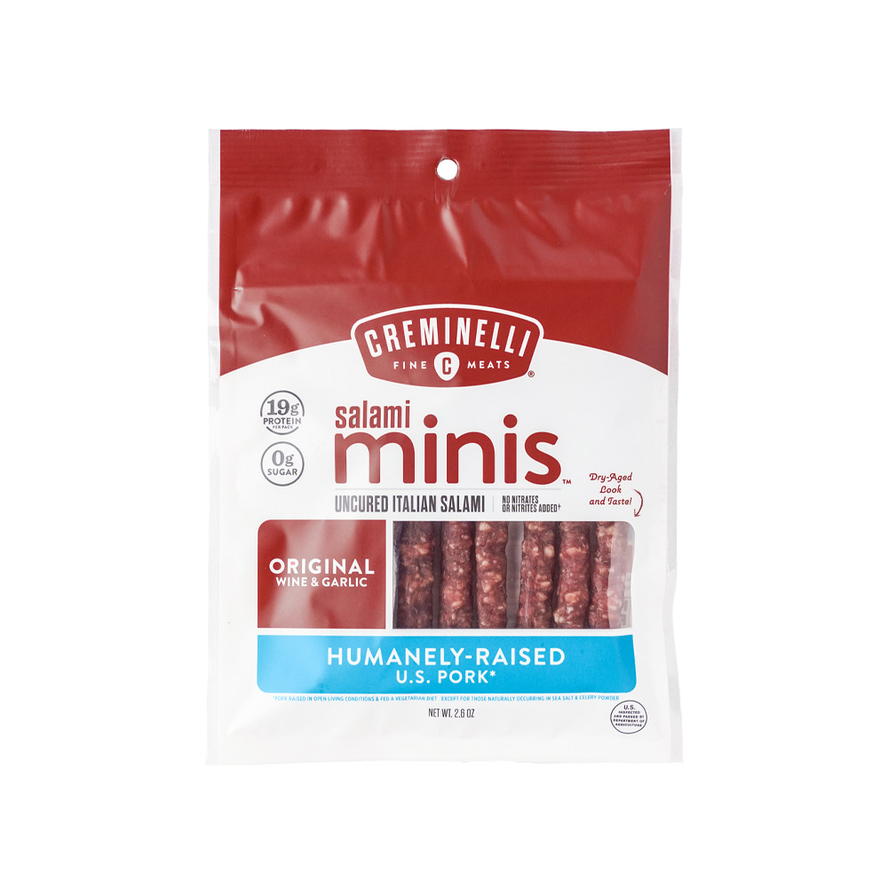 creminelli original salami minis in plastic packaging