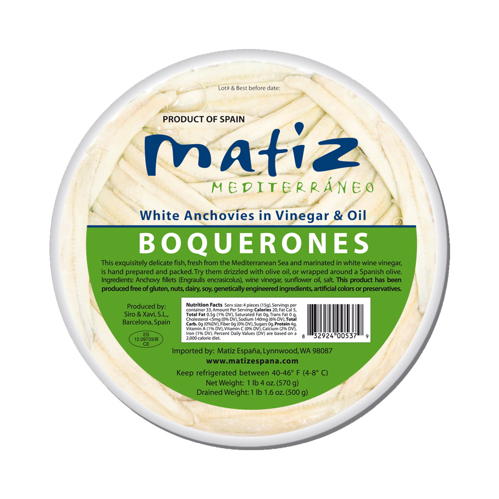 A tub of Matiz Boquerones