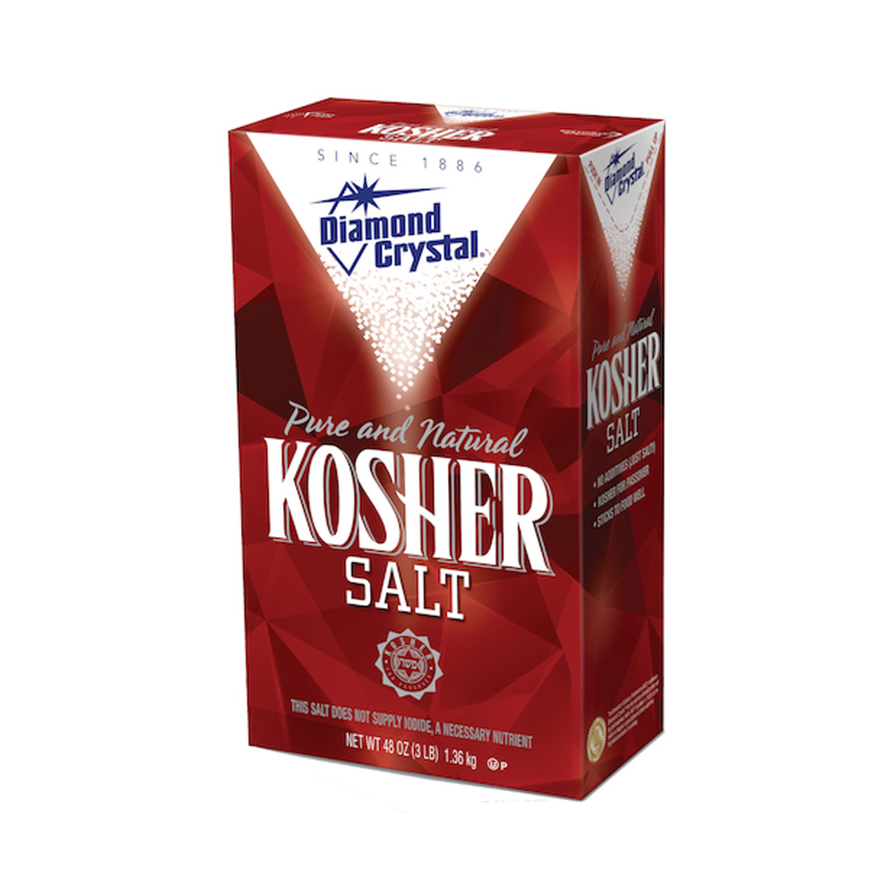 A box of Diamond Crystal Kosher Salt