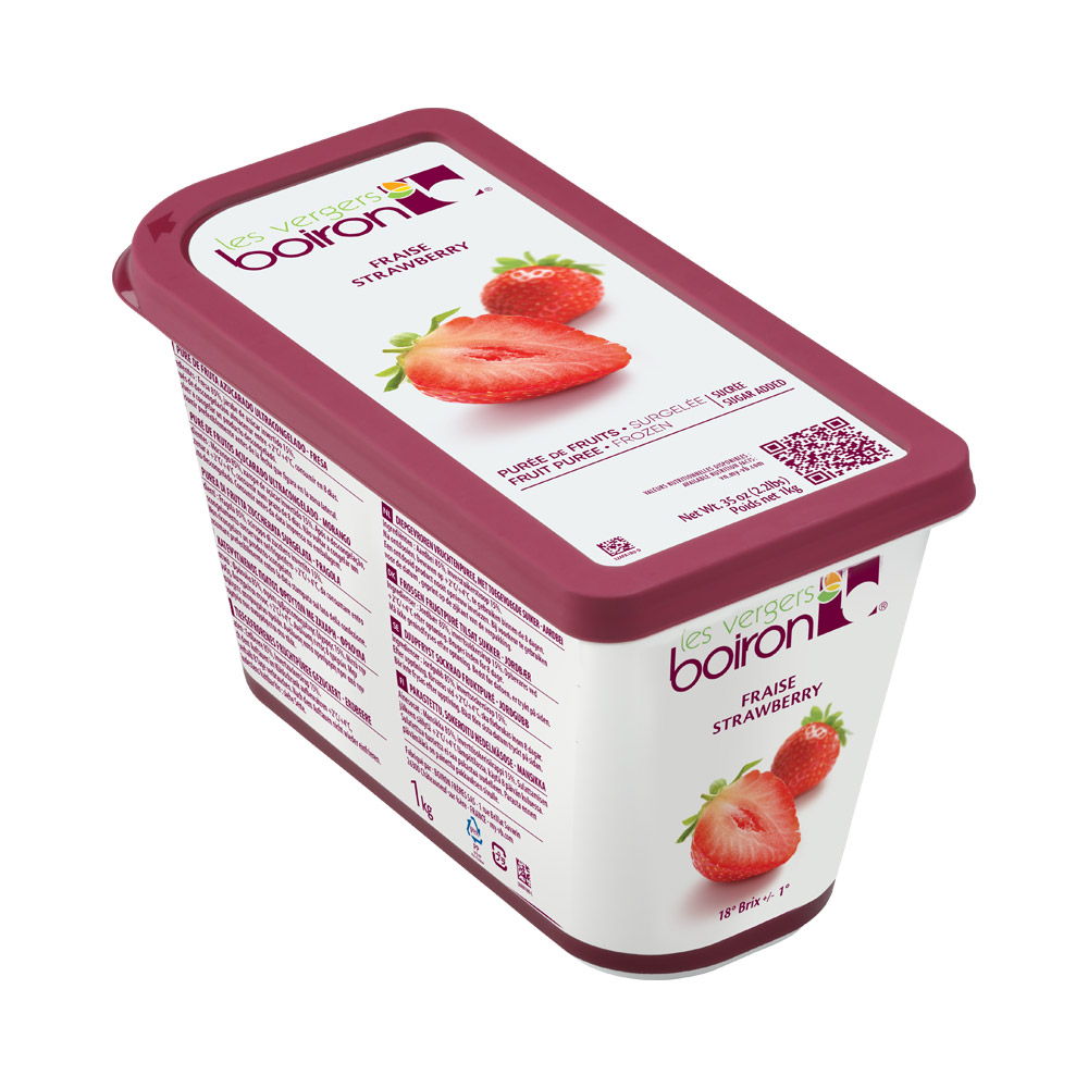 Container of Les Vergers Boiron strawberry puree