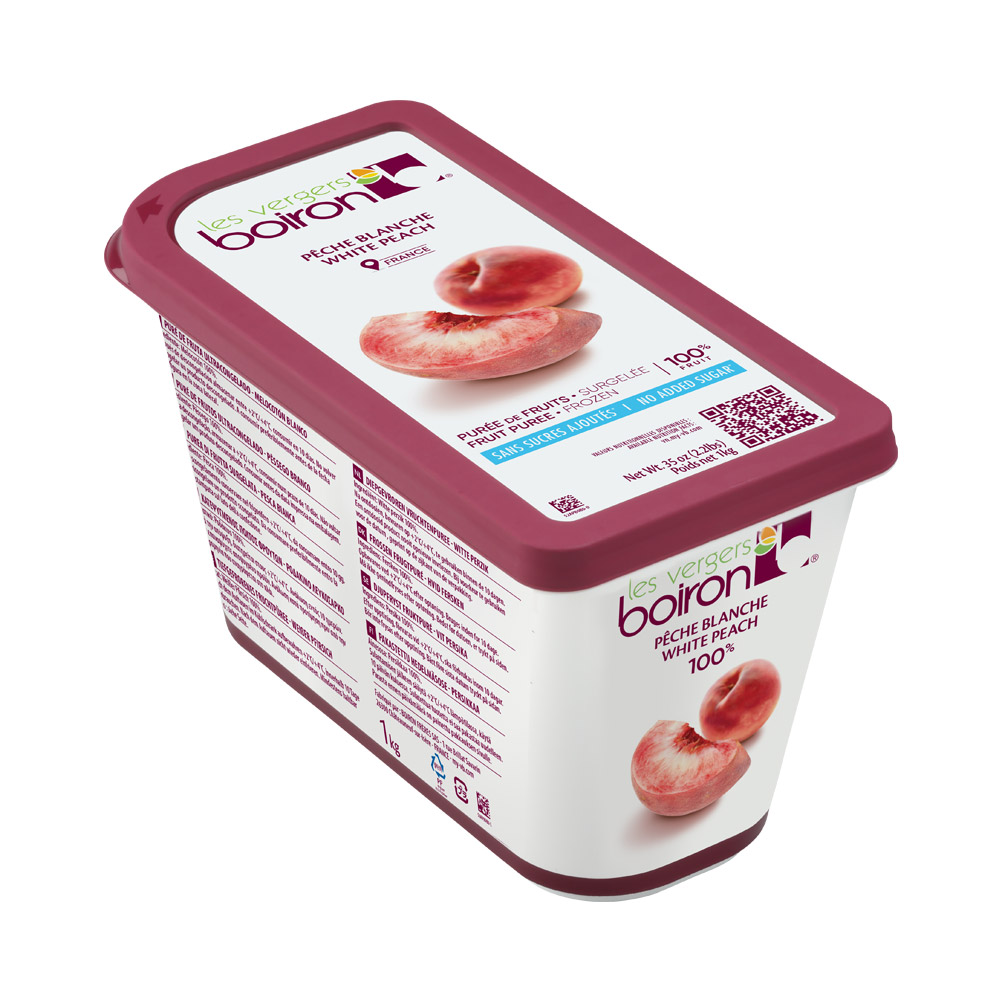 Container of Les Vergers Boiron white peach puree