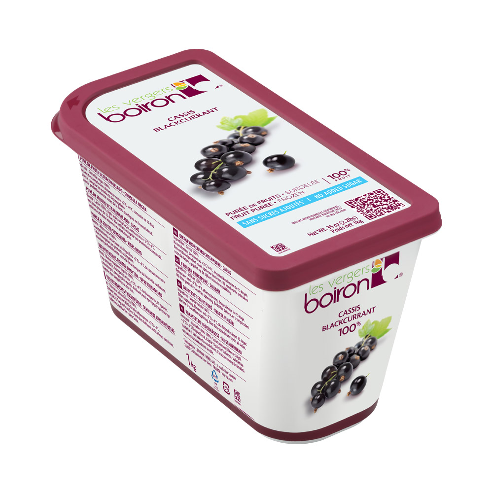 Container of Les Vergers Boiron blackcurrant puree