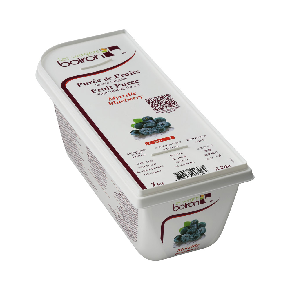 Container of Les Vergers Boiron blueberry puree