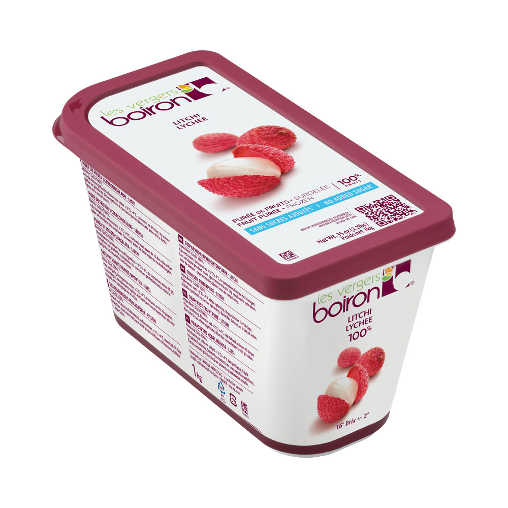 Container of Les Vergers Boiron lychee puree